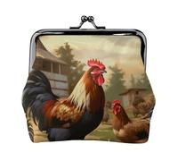 Porte-monnaie en cuir avec imprimé de poulet et de coq pour femmes et filles - Mini pochette portefeuille avec verrou à baiser - Joli portefeuille en cuir, Noir , Taille unique, Pochette à monnaie