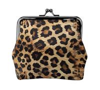 Porte-monnaie en cuir avec imprimé léopard pour femmes et filles - Mini pochette portefeuille avec verrou à baiser - Joli portefeuille en cuir, Noir , Taille unique, Pochette à monnaie