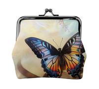 Porte-monnaie en cuir avec imprimé papillon pour femmes et filles - Mini pochette portefeuille avec serrure à baiser - Joli portefeuille en cuir, Noir , Taille unique, Pochette à monnaie