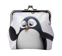 Porte-monnaie en cuir avec imprimé pingouins mignons pour femmes et filles - Mini pochette portefeuille avec fermeture à baiser - Joli portefeuille en cuir, Noir , Taille unique, Pochette à monnaie