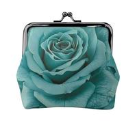Porte-monnaie en cuir avec imprimé rose turquoise pour femmes et filles - Mini pochette portefeuille avec serrure à baiser - Joli portefeuille en cuir, Noir , Taille unique, Pochette à monnaie