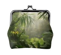 Porte-monnaie en cuir avec imprimé scène de jungle tropicale pour femmes et filles - Mini pochette portefeuille avec verrou à baiser - Joli portefeuille en cuir, Noir , Taille unique, Pochette à