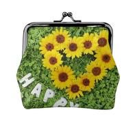 Porte-monnaie en cuir avec imprimé tournesol en forme de cœur pour homme et femme