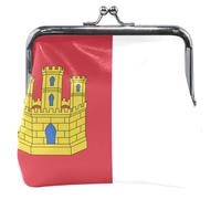 Porte-monnaie en cuir avec motif drapeau de Castille La Mancha pour femmes avec boucle mignonne et serrure à baiser