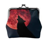 Porte-monnaie en cuir avec motif loup de sang pour femme, petit portefeuille avec verrou de baiser, mini porte-cartes pour clés, rouge à lèvres, joli sac à main pour voyage