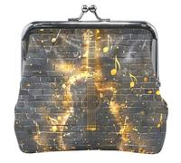 Porte-monnaie en cuir avec motif notes de musique guitare brique Mur et pochette à monnaie avec boucle mignonne