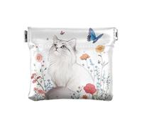 Porte-monnaie en cuir avec motif panda mignon turquoise pour femme, American Curl Cats White Beauty, 1 size, Moderne