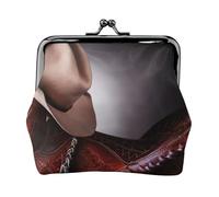 Porte-monnaie en cuir avec un chapeau de cowboy imprimé sauvage pour homme et femme avec fermeture à baiser