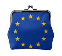 Porte-monnaie en cuir avec verrou de baiser et drapeau de l'Union européenne - Petit portefeuille pour femme