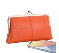 Porte-monnaie en cuir avec verrous Kiss Locks - Portefeuille en polyuréthane, design de style vintage, pochette de rangement spacieuse, matériau texturé doux | Portefeuille élégant de grande capacité