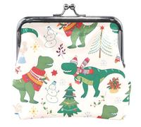 Porte-monnaie en cuir beige avec motif dinosaure mignon pour femme avec boucle mignonne, Dinosaure mignon beige festif, Classique