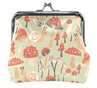 Porte-monnaie en cuir beige avec motif escargots floraux et pochettes mignonnes avec fermoir à baiser pour filles, Escargots floraux beige, OneSize