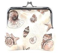 Porte-monnaie en cuir beige motif créatures océaniques pour femmes et filles avec boucle, Créatures de l'océan Beige, Classique