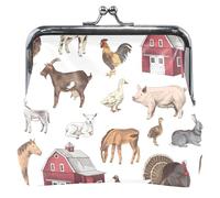 Porte-monnaie en cuir blanc pour femme avec boucle mignonne et serrure à baiser, Animaux de la ferme Blanc 1, Classique