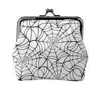 Porte-Monnaie en Cuir Blanc sur Toile d'araignée pour Femmes, Petite Pochette de Monnaie avec Fermoir à Fermeture à glissière et Boucle de Fermeture pour Cadeau Fille