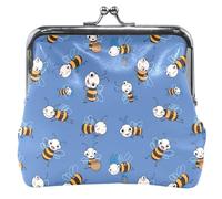 Porte-monnaie en cuir bleu avec boucle pour femme avec boucle et verrou, Bleu abeille qui travaille dur, OneSize