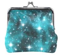 Porte-monnaie en cuir bleu avec étoiles lumineuses et étoiles pour femme avec boucle mignonne, Star Galaxy Étoiles lumineuses Bleu, Classique