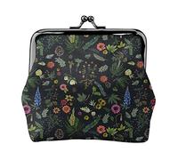 Porte-Monnaie en Cuir Boho Black Denim Blue Lupin pour Femmes, Petite Pochette à Monnaie avec Fermoir à Fermeture à glissière Kiss-Lock Fermoir Boucle Portefeuille pour Cadeau Fille