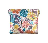 Porte-monnaie en cuir coloré avec fleurs hawaïennes pour femme - Porte-carte portable pour homme et femme - Pour voyage