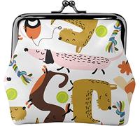 Porte-monnaie en cuir coloré pour femme avec boule de chien, petite pochette à monnaie avec fermoir à baiser, fermeture à boucle, cadeau pour fille, Comme indiqué sur la photo, Taille unique,