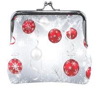 Porte-monnaie en cuir coloré pour femmes et filles, pin argenté, blanc, flocons de neige, baiser, serrure à monnaie, pochette pour cartes, 11,5 x 10,5 cm