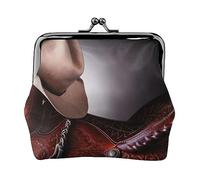 Porte-monnaie en cuir de cochon mignon avec fermeture éclair pour femmes, hommes, enfants, Selle de cheval avec chapeau de cowboy sauvage, Coin Purse, Pochette à monnaie
