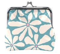 Porte-monnaie en cuir de dessin animé pour femme - Joli baiser - Motif fleurs abstraites - Bleu sarcelle, Fleurs abstraites sarcelle, OneSize