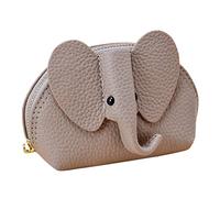 Porte-monnaie en cuir de vache avec dragonne, étui de maquillage transparent avec couvercle, gris, Taille unique