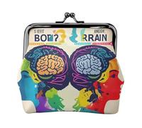 Porte-monnaie en cuir et fibre de cuir avec imprimé avantage du cerveau gauche et droit - Mini porte-monnaie pour femme, Noir , Taille unique, Pochette à monnaie
