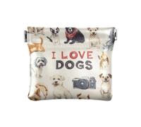 Porte-monnaie en cuir étanche pour femme avec inscription « I Love Dogs », dessin animé i love dogs, 1 size, Impression artistique