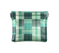 Porte-monnaie en cuir imperméable avec fermoir pour femme et homme Vert turquoise, Vert turquoise à carreaux, 1 size, Impression artistique