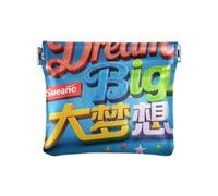 Porte-monnaie en cuir imperméable avec inscription Dream Big Slogan Star Bleu Femmes Hommes Femmes Voyage Monedero de tela para mujer, Dream Big Slogan Star Bleu, 1 size