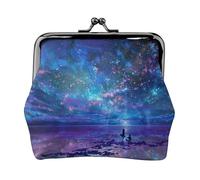 Porte-monnaie en cuir imprimé aurore boréale pour homme et femme