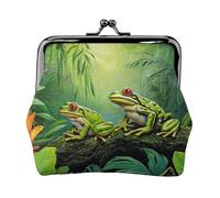 Porte-monnaie en cuir imprimé avec inscription « Many Frogs Sing On The Branches » Motif papillons et lacs Pour homme et femme
