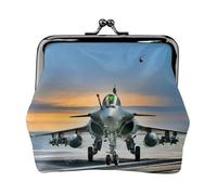 Porte-monnaie en cuir imprimé avion pour homme et femme avec verrou de baiser