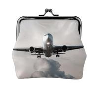 Porte-monnaie en cuir imprimé avion pour homme et femme avec verrou de baiser