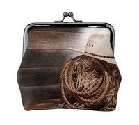 Porte-monnaie en cuir imprimé chapeau de rodéo américain West pour homme et femme