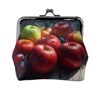 Porte-monnaie en cuir imprimé fruits pour homme et femme avec verrou de baiser