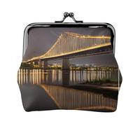 Porte-monnaie en cuir imprimé nuit de New York Manhattan Bridge pour homme et femme