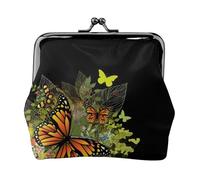 Porte-monnaie en cuir imprimé papillon pour homme et femme avec verrou de baiser