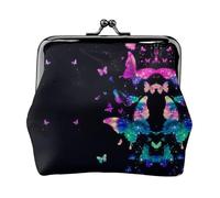 Porte-monnaie en cuir imprimé papillon pour homme et femme avec verrou de baiser