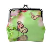 Porte-monnaie en cuir imprimé papillon pour homme et femme avec verrou de baiser