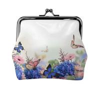 Porte-monnaie en cuir imprimé papillon pour homme et femme avec verrou de baiser