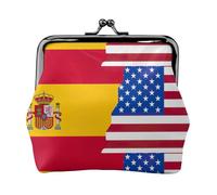 Porte-monnaie en cuir microfibre imprimé drapeau espagnol américain pour femmes, mini portefeuille pour cartes et rouge à lèvres