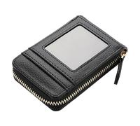 Porte Monnaie en Cuir Mini Portefeuille Court en Cuir synthétique avec Fermeture éclair for Femme, Porte-Cartes d'identité et de Banque(K3219 Black)