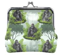 Porte-monnaie en cuir motif Gorilles vertes tropicales pour femmes et filles avec boucle et verrou