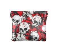 Porte-monnaie en cuir motif tête de mort rouge terrible pour femmes, organiseurs de clés pour cartes décoratives pour femmes de Tela para Mujer