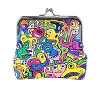 Porte-Monnaie en Cuir Multicolore Chaos pour Femme, Portefeuille Compact avec Fermoir, Petite Pochette Vintage pour Cartes, élé Sac de Voyage, Pochette Mignonne et stylée
