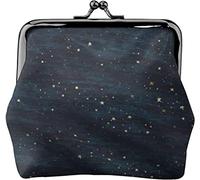 Porte-Monnaie en Cuir Night Sky Stars Midnight Blue pour Femme, Petite Pochette à la Monnaie avec Fermoir à Fermeture Kiss-Lock Fermeture à Boucle Portefeuille pour Cadeau Fille