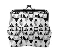Porte-Monnaie en Cuir Noir Geo Mountains pour Femmes, Petite Pochette à Monnaie avec Fermoir à Fermeture à glissière et Boucle de Fermeture pour Cadeau Fille